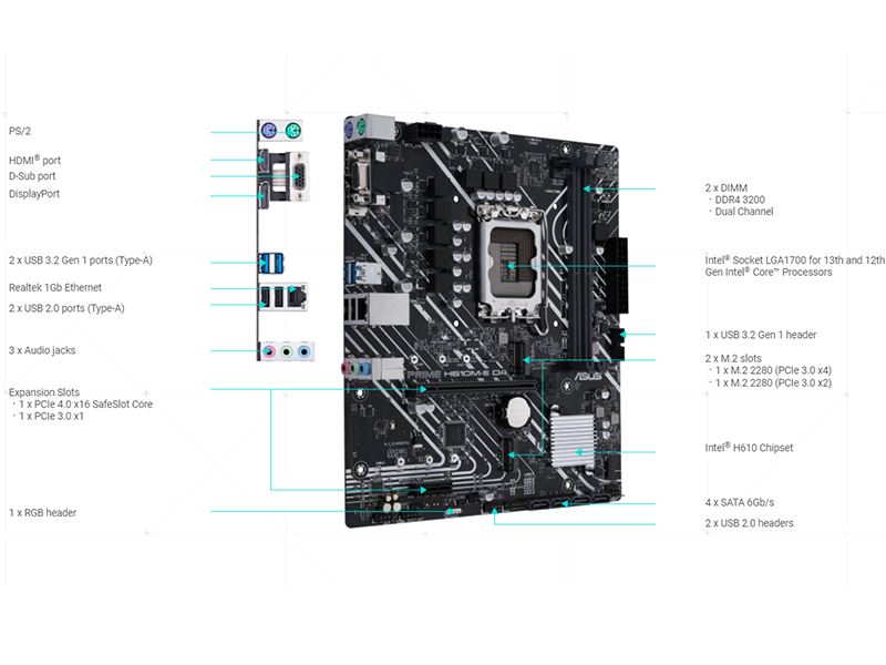 مادربرد ایسوس ASUS Prime H610M E D4